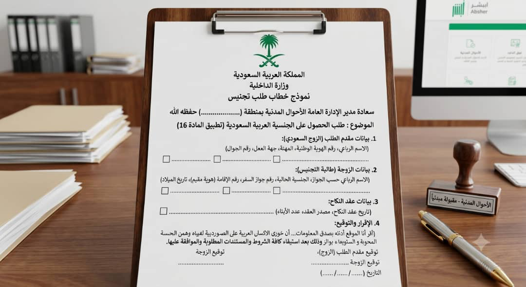 صيغة خطاب طلب تجنيس